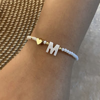 26 Letters White Shell Beaded Bracelet Women Metal Love Design Bracelet