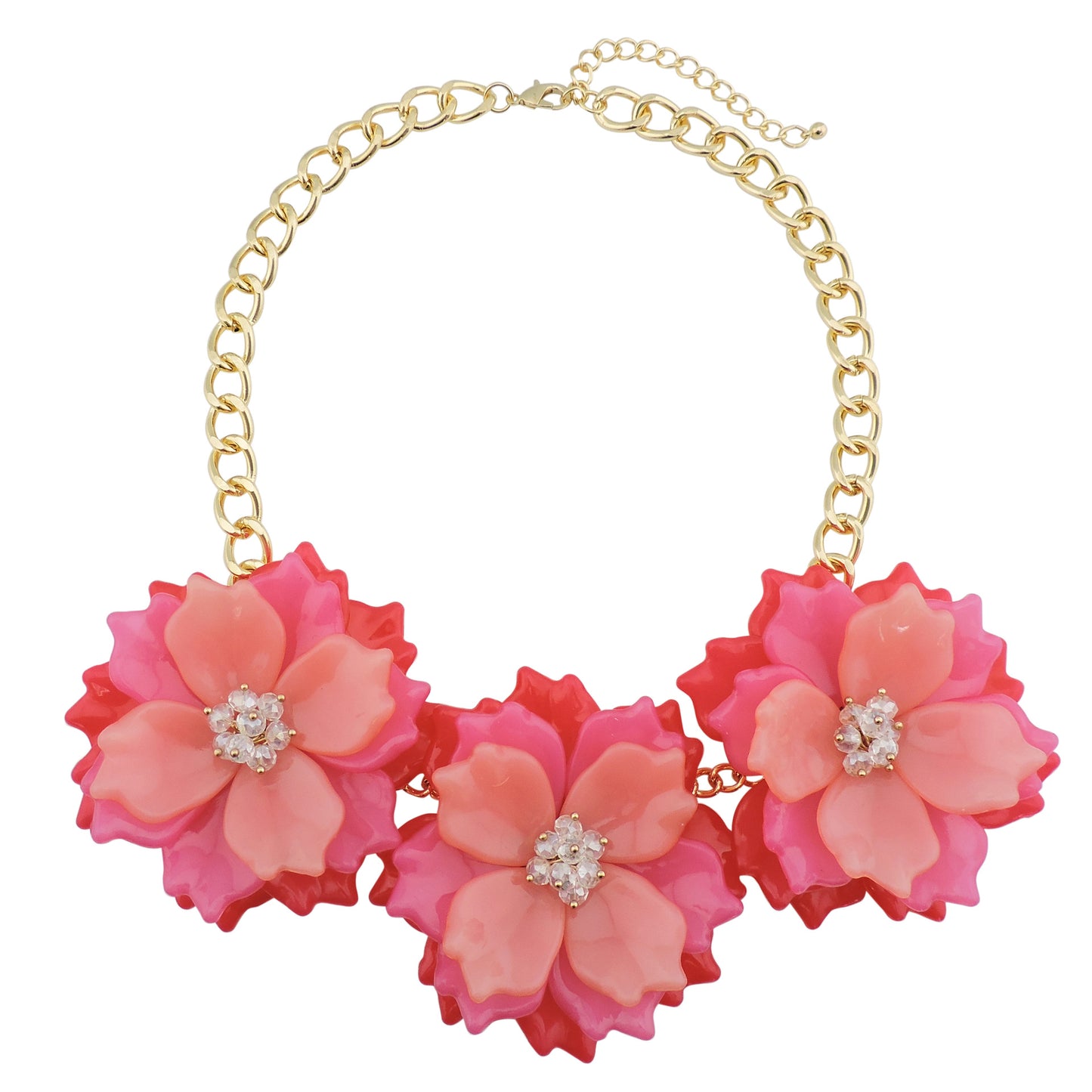 Ornament Acrylic Exaggerated Three Flowers Necklace