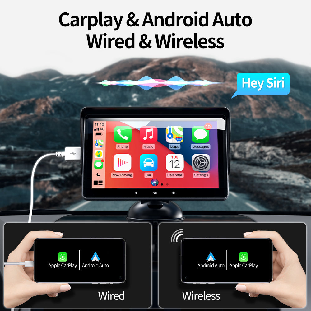 7 Car Wireless CarPlay Display Cigarette Lighter Interface Suction Cup Universal