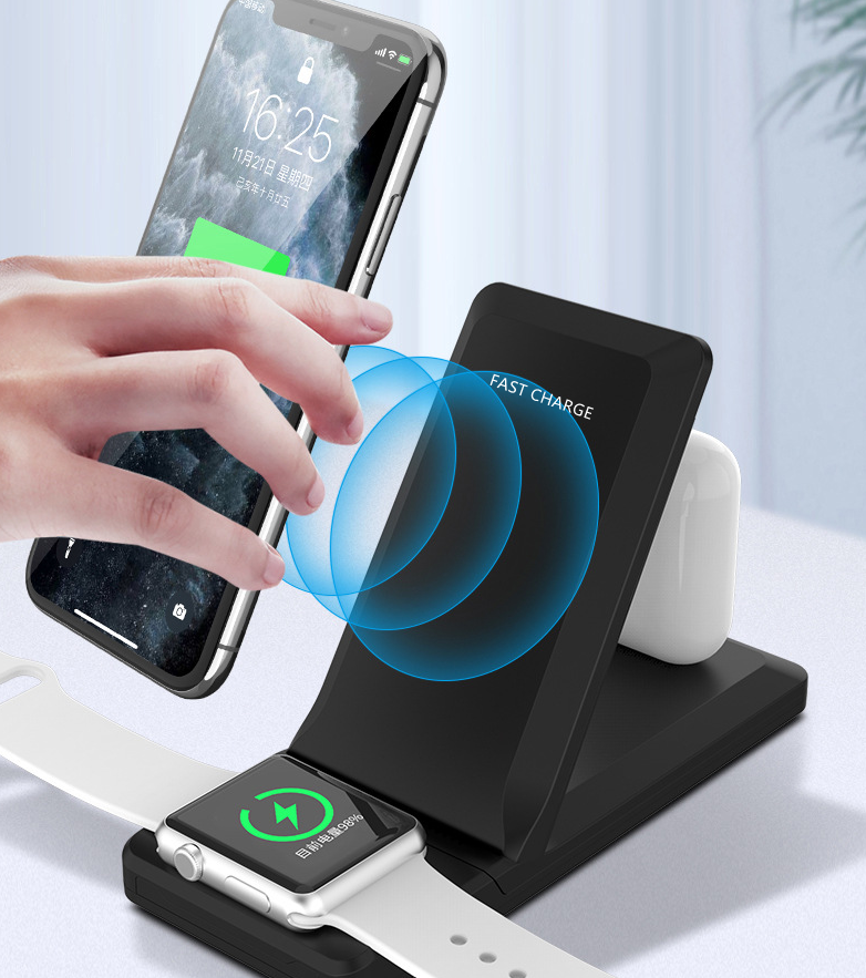 Folding three-in-one multifunctional wireless charger