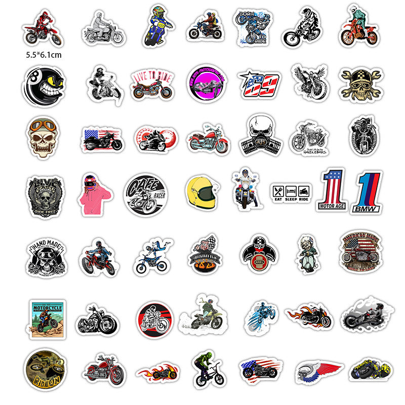 50 Motorcycle Character Graffiti Stickers Waterproof Removable Luggage Skateboard Sticker Stickers