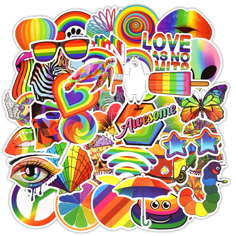 50 Rainbow Stickers, Body Stickers, Amazon Explosive Laptop Stickers