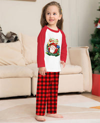 Christmas Parent-Child Clothes Set Long Sleeve T-Shirt Plaid Pants Family Matching Pajamas