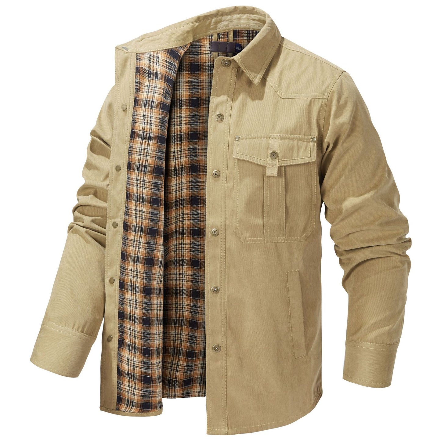 Lapel Plaid Flannel Casual Coat