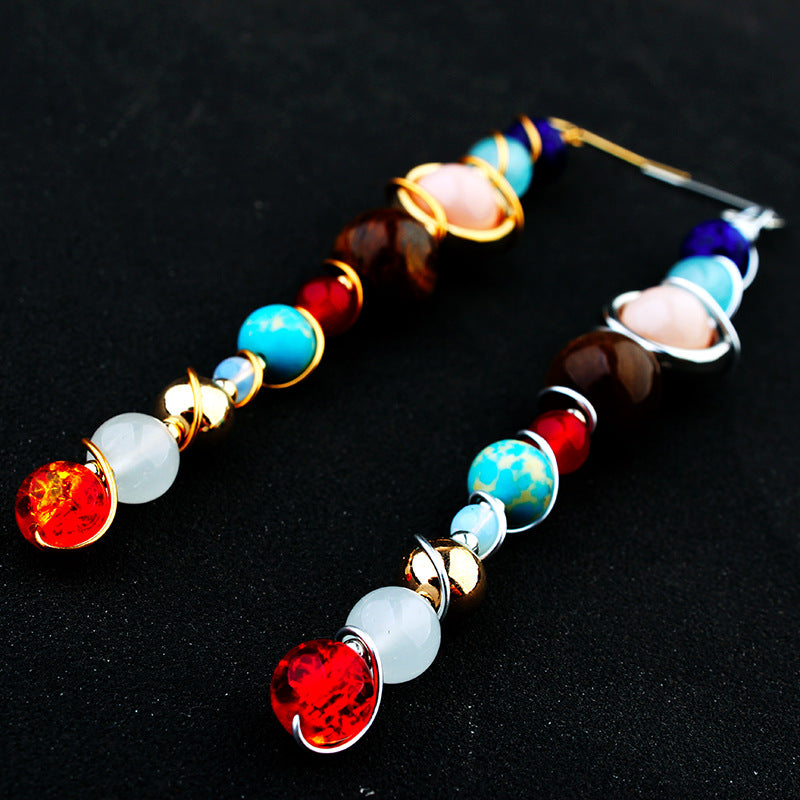 Universe Solar System Natural Stone Earrings Constellation Celestial