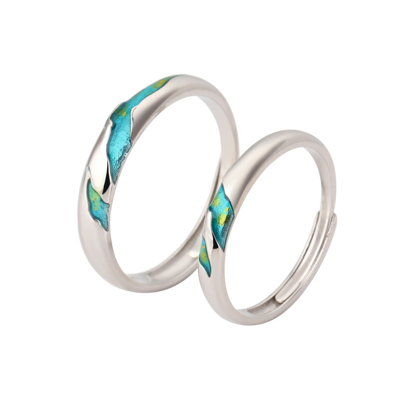 Simple Line Streamlined Color Matching Irregular Ring