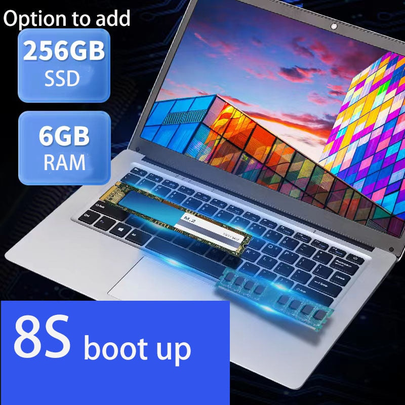 2022 New 14 Inch Portable Laptop School Intel N3350 Cpu 6gb Ram 64gb