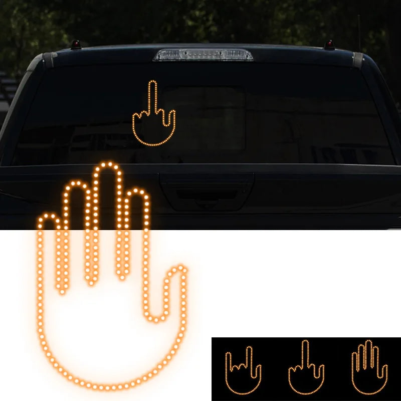 Funny New LED Illuminated Gesture Light Car Finger Light With Remote Road Rage Signs Middle Finger Gesture Light Hand Lamp