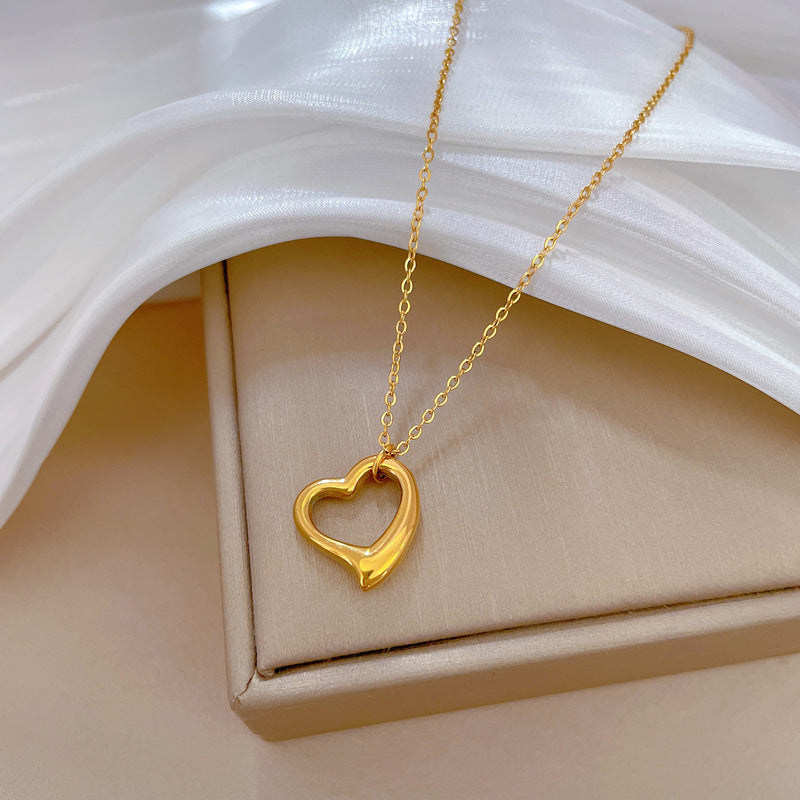 Simple Bracelet Love Heart Furnace Real Gold Cold Necklace Female Ins