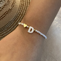26 Letters White Shell Beaded Bracelet Women Metal Love Design Bracelet