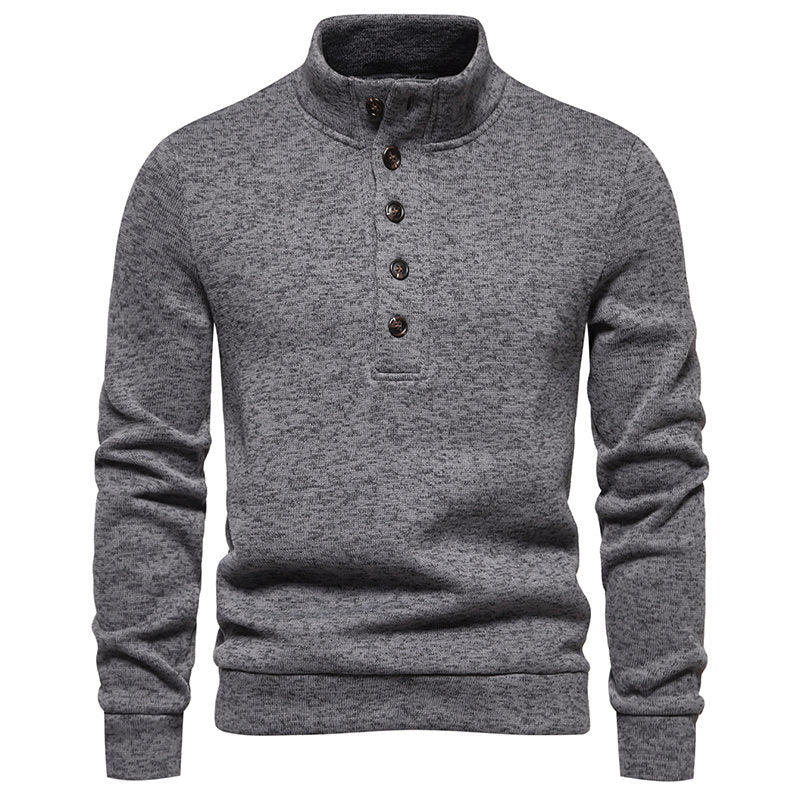 Men's Turtleneck Buttons Pullover Casual Loose