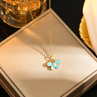 Oil Dripping Butterfly Titanium Steel Necklace Light Luxury Minority High-end Design