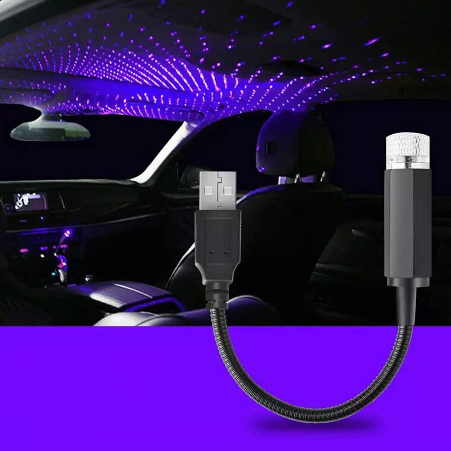 Car LED Starry Sky Night Light USB Powered Galaxy Star Projector Lamp For Car Roof Room Ceiling Decor Plug And Play