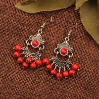 Bohemian Style Ethnic Style Earrings, Red Long Tassels