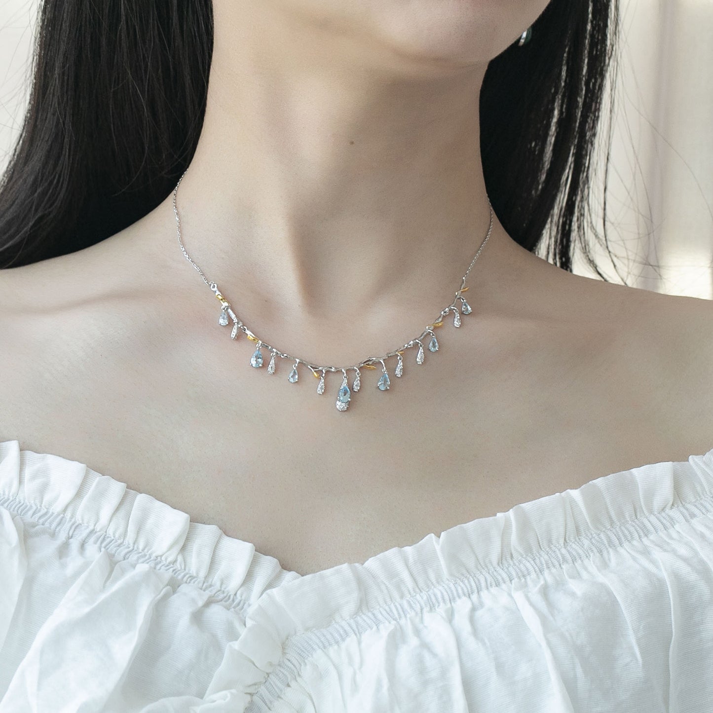 S925 Silver Natural Topaz Necklace