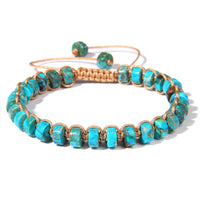 Natural Turquoise Hollow Bead Fashion Single Circle Hand-woven Bracelet