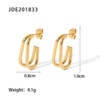 Gold Titanium Steel Chain Ear Ring Ladies