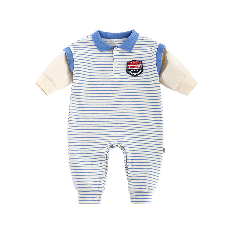 Baby Onesies Striped Male Baby Newborn Clothes Baby Autumn Clothes