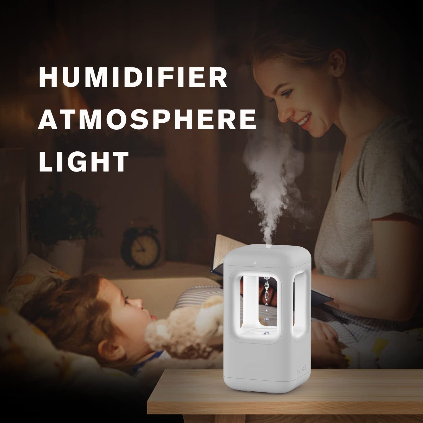 New Air Humidifier Home Quiet Bedroom Anti-Gravity Water Drop Humidifier Atmosphere Light