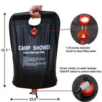 20L Camping Shower Portable Compact Solar Sun Heating Bath Bag Outdoor Travel