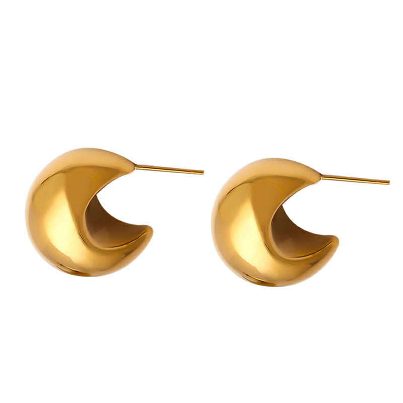 Crescent Semicircle Hollow Earrings