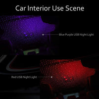 Car LED Starry Sky Night Light USB Powered Galaxy Star Projector Lamp For Car Roof Room Ceiling Decor Plug And Play