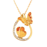 Colorful Butterfly Painting Oil Diamond Pendant Necklace