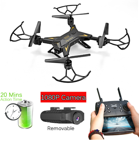 T-Rex RC Helicopter Drone with Camera HD 1080P WIFI FPV Selfie Drone Professional Foldable Quadcopter 20 Minutes Battery Life
