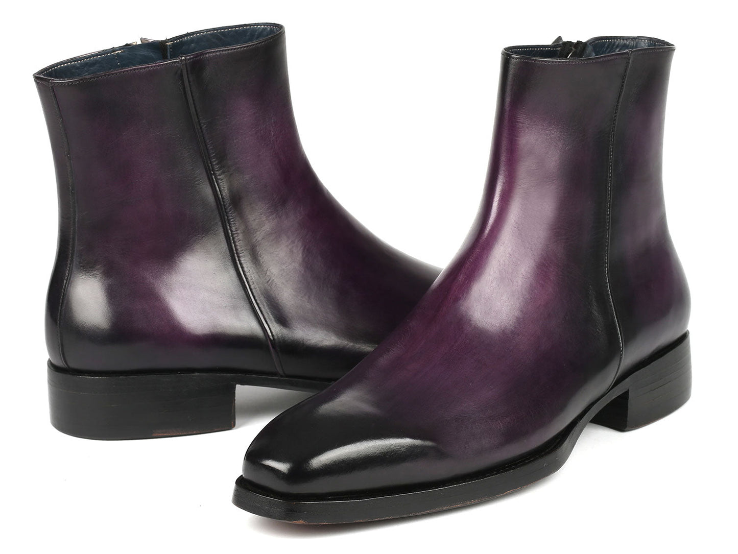Paul Parkman Purple Burnished Side Zipper Boots Goodyear Welted