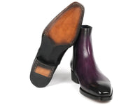 Paul Parkman Purple Burnished Side Zipper Boots Goodyear Welted