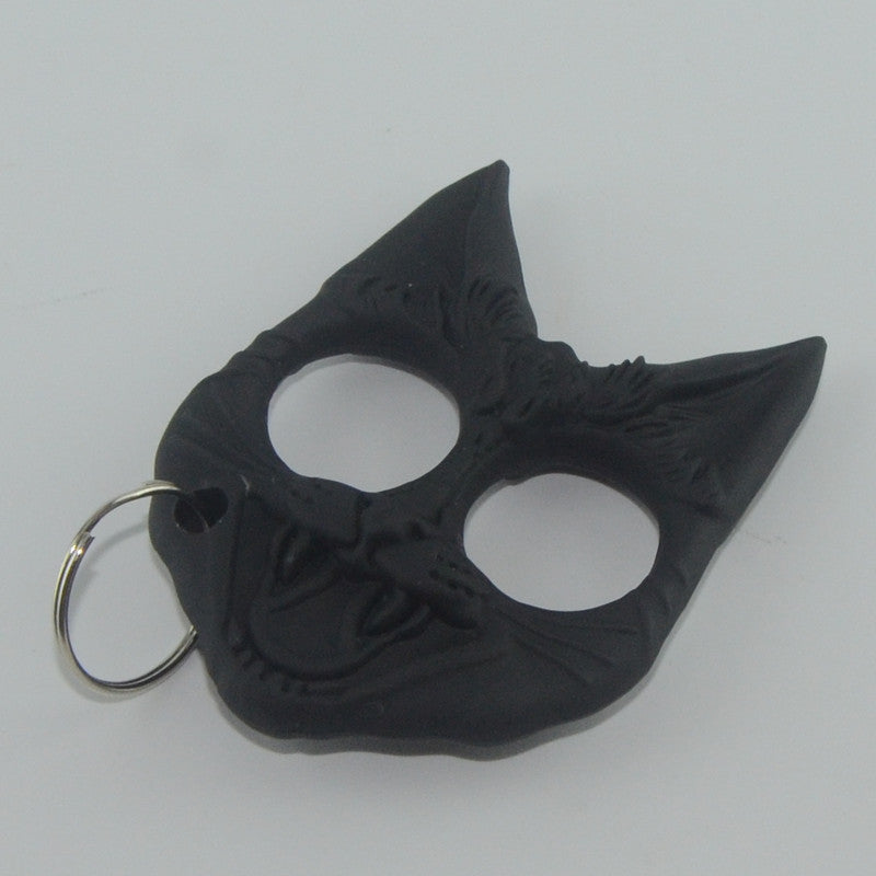 Black Cat Head Keychain Plastic