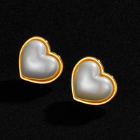 Copper Plating 18K Gold Colorful Pearl Love Shape Earrings