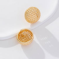 All-match Light Luxury Design Golden Hollow Ball Earrings Niche High Class Elegant Simple