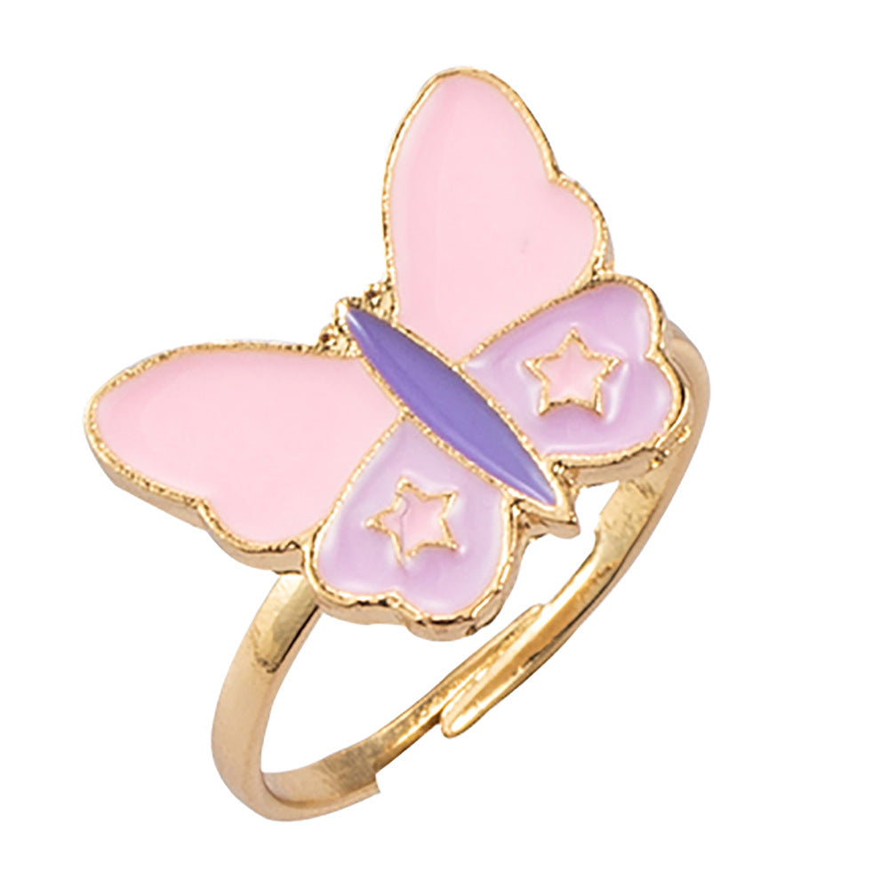 European And American New Cute Fashion Cartoon Heart-shaped Butterfly Opening Ring
