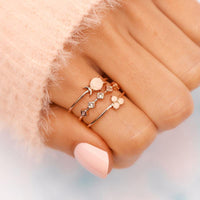 European And American New Fashion Simple Moon Opal Three-piece Set Combined Ring Set Women