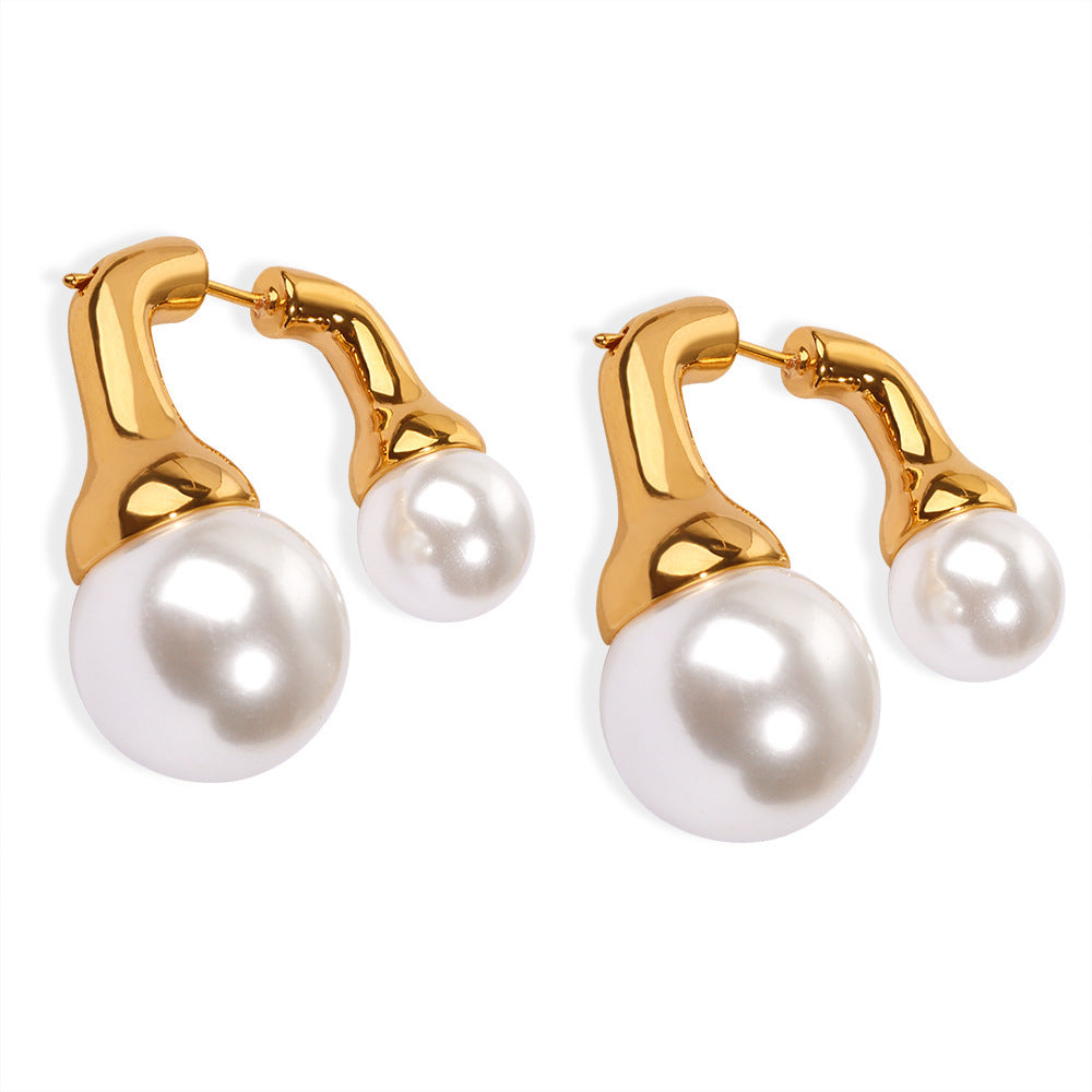 Women's Fashion Vintage Front And Back Round Pearl Earrings