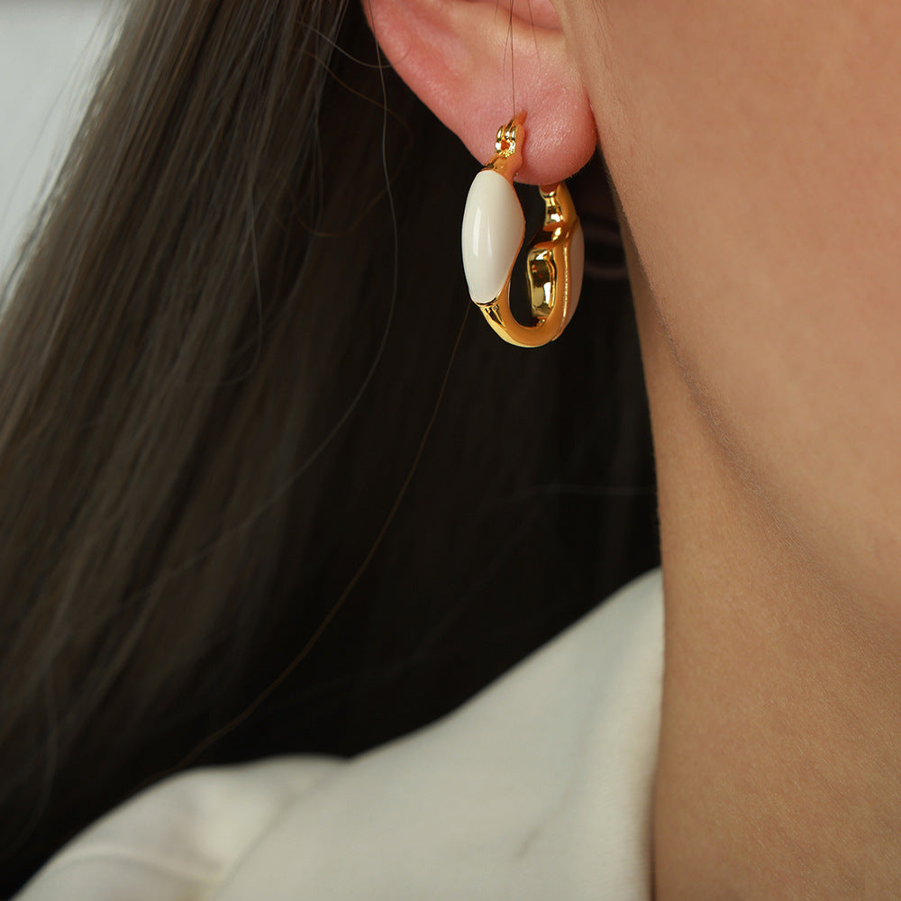 Women's Fashion Personalized Colored Glaze Hollow U-shaped Ear Studs