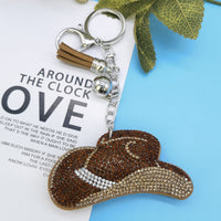 Diamond Rhinestone Sticky And Picture Printed Cowboy Hat Key Chain