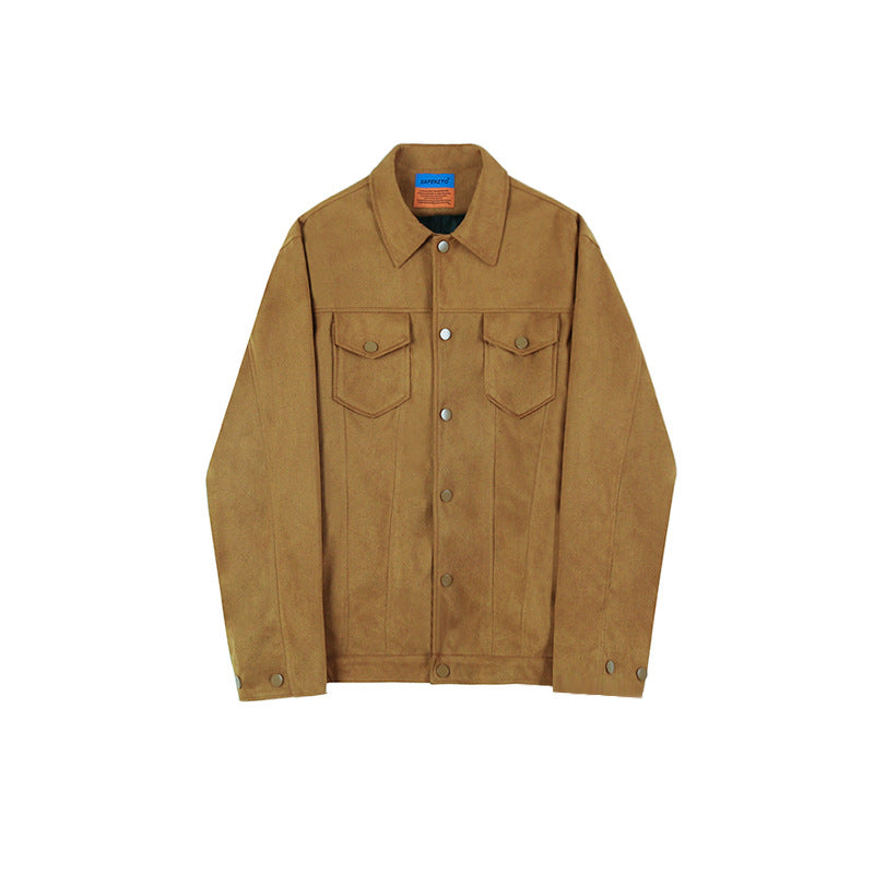 Men's Suede Fabric Jacket Slim-fit Retro Coat