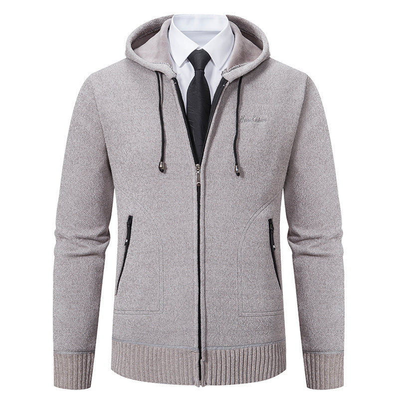 Men's Solid Color Sweater Cardigan Knitted Coat