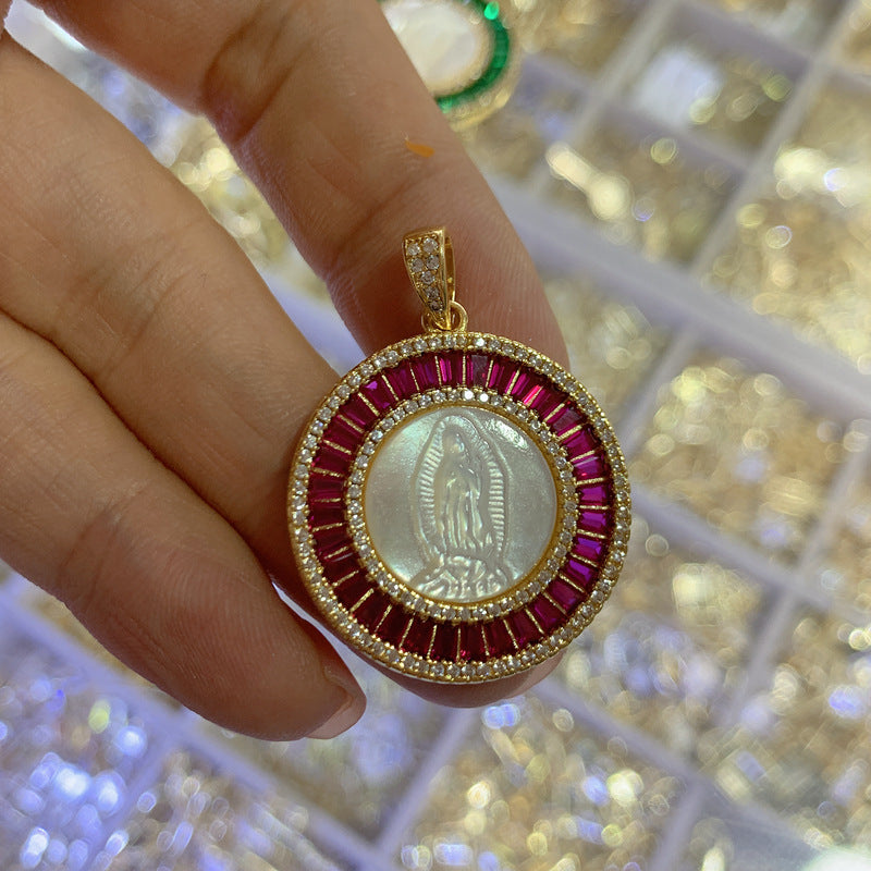 Round Lady Guadalupe Necklace Pendant