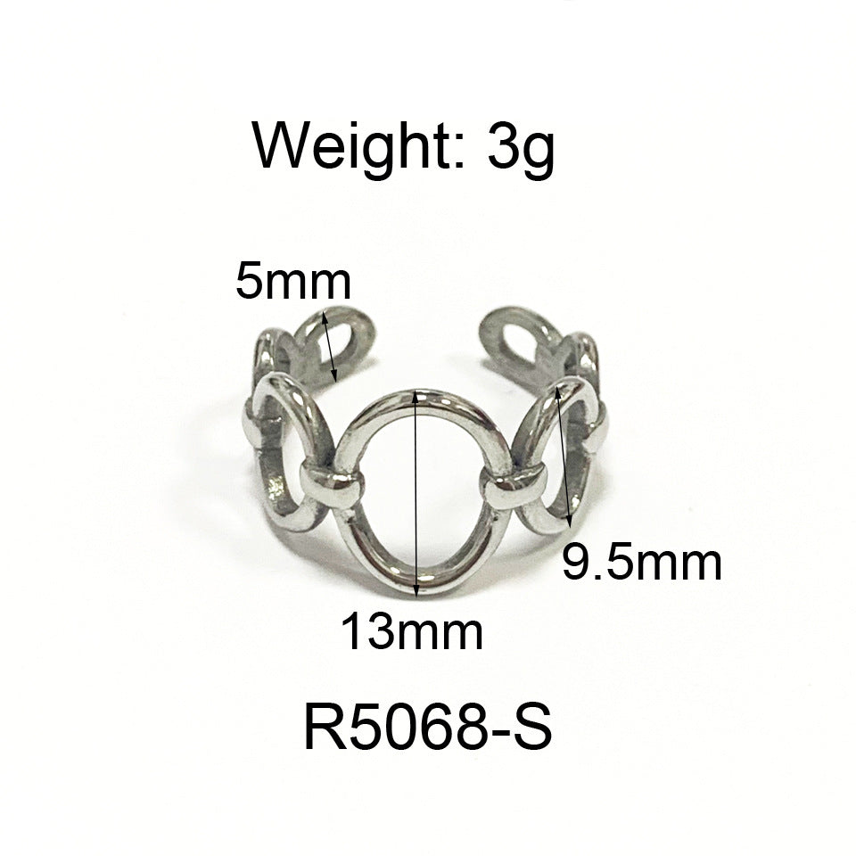 Minimal Art Stainless Steel Geometric Ellipse Splicing Index Finger Titanium Steel 18K Gold-plated Ring