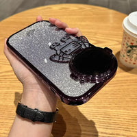 Glitter Astronaut Camera Stand Phone Case For IPhone 14 13 12 11 Pro Max XR 14 Plus Invisible Lens Bracket Plating Soft Cover
