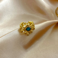 New Chinese Style Blue Green Golden Balls Tassel Ring Special-interest Design All-matching Graceful