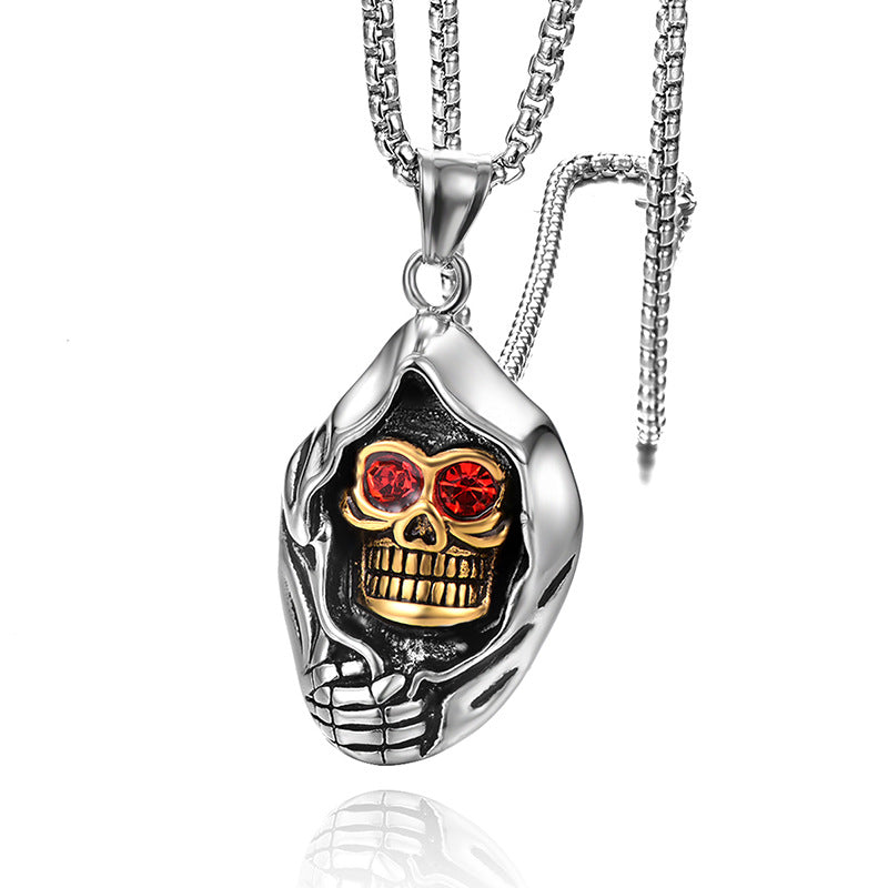 Skull Head Pendant Stainless Steel Ornament Men's Titanium Steel Necklace