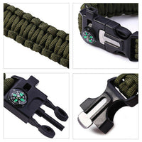 Emergency Paracord Bracelets, Survival Bracelet With Embedded Compass Whistle Survival Fire Starter Scraper Accessories, Suit For Hiking, Camping, Fishing And Hunting