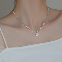Women's Fashion Sterling Silver Heart Pearl Necklace