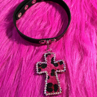 Handmade Ethnic Style Hot Girl Leopard Diamond Cross Necklace Collar