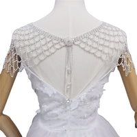 Fashion Rhinestone Mesh Hollow Out Long Fringe Pendant Shoulder Chain Bridal Wedding Evening Dress Crystal Shawl