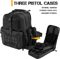 Tactical Range Backpack Bag, VOTAGOO Range Activity Bag For Handgun And Ammo, 3 Pistol Carrying Case For Hunting Shooting